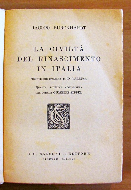 LA CIVILTA' DEL RINASCIMENTO IN ITALIA