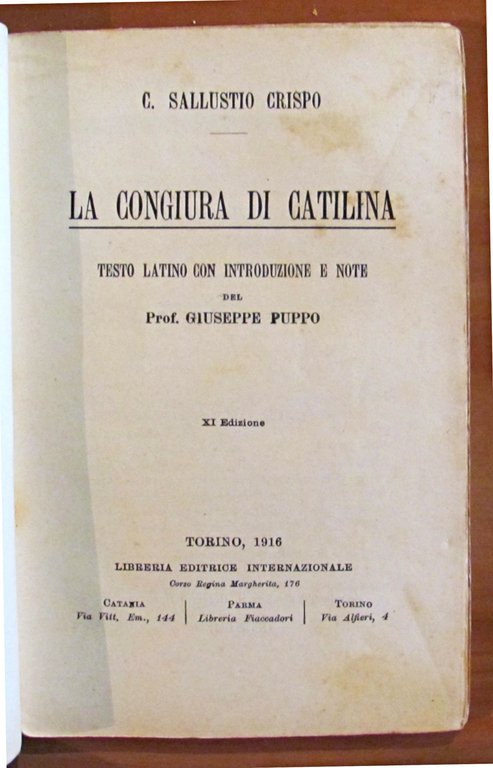LA CONGIURA DI CATILINA - Testo latino con introduzione e …