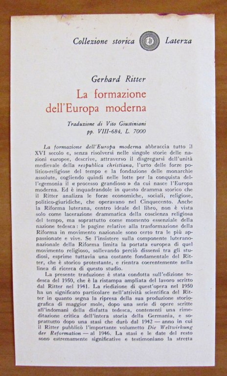 LA FORMAZIONE DELL'EUROPA MODERNA