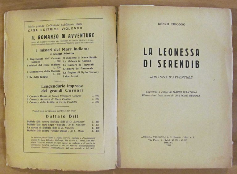 LA LEONESSA DI SERENDIB, 1951 - ill. D'ANTONA e REGOSA