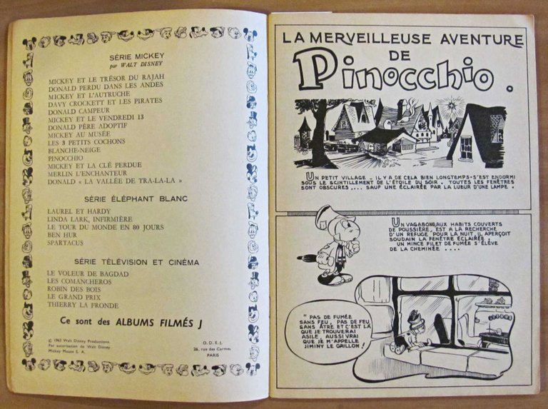 LA MERVEILLEUSE AVENTURE DE PINOCCHIO - Série Mickey, 1965