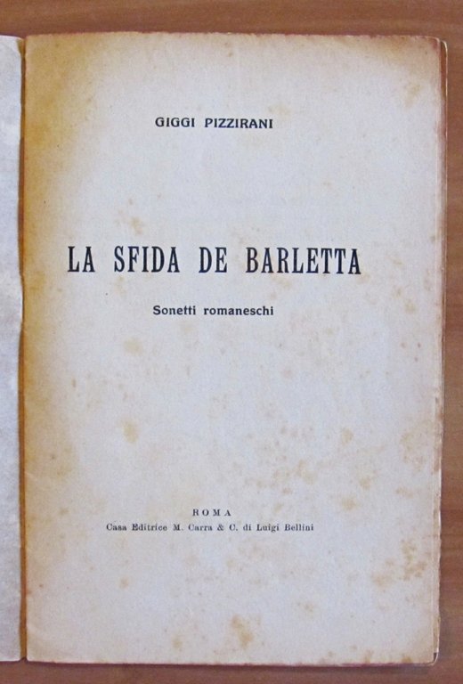 LA SFIDA DE BARLETTA - Sonetti Romaneschi