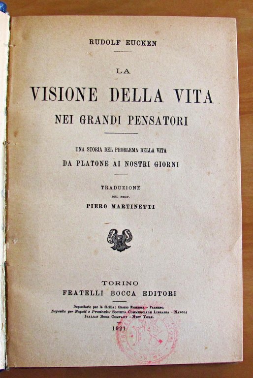 LA VISIONE DELLA VITA NEI GRANDI PENSATORI - UNA STORIA …