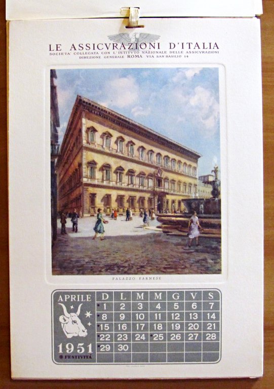 LE ASSICURAZIONI D'ITALIA - Calendario 1951