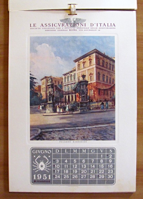 LE ASSICURAZIONI D'ITALIA - Calendario 1951