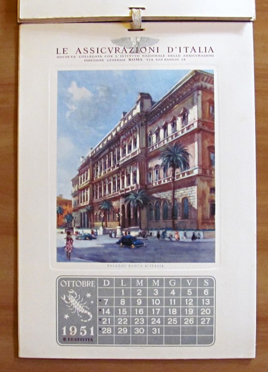 LE ASSICURAZIONI D'ITALIA - Calendario 1951