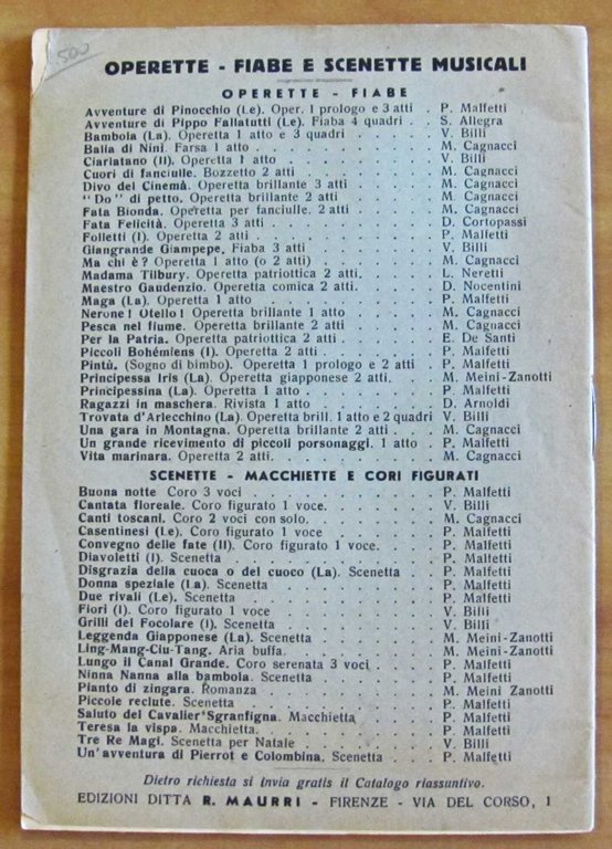 LE AVVENTURE DI PINOCCHIO - Operetta, 1947 - Musiche di …