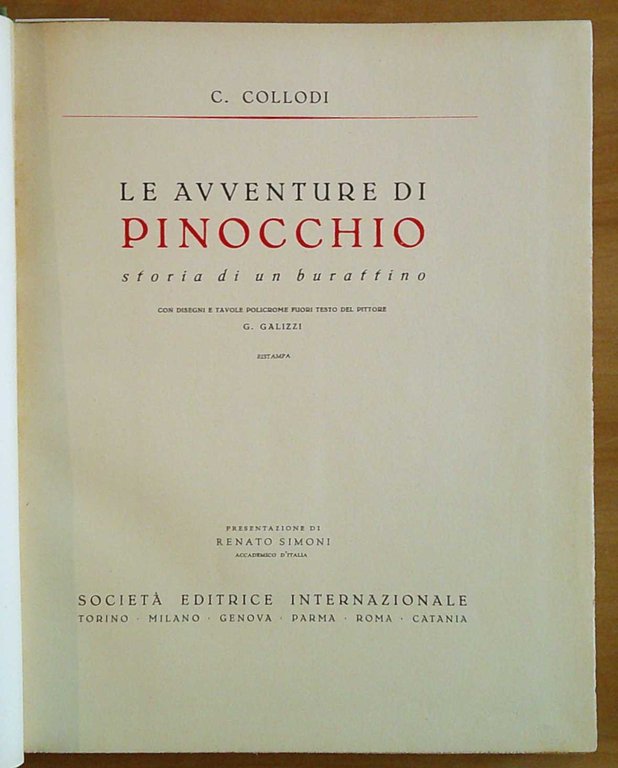 LE AVVENTURE DI PINOCCHIO, II ed. 1944 con Cofanetto e …