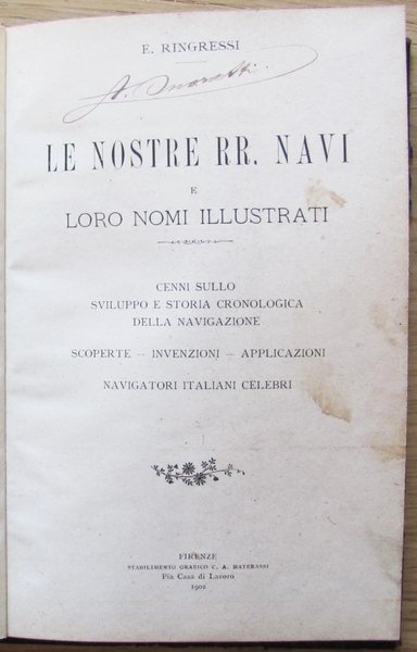 LE NOSTRE R.R. NAVI E LORO NOMI ILLUSTRATI