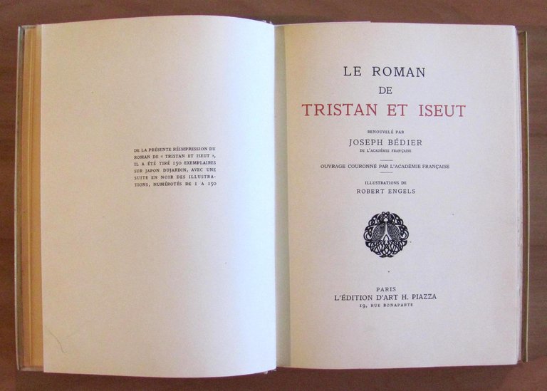 LE ROMAN DE TRISTAN ET ISEUT - Ed Piazza 1939 …