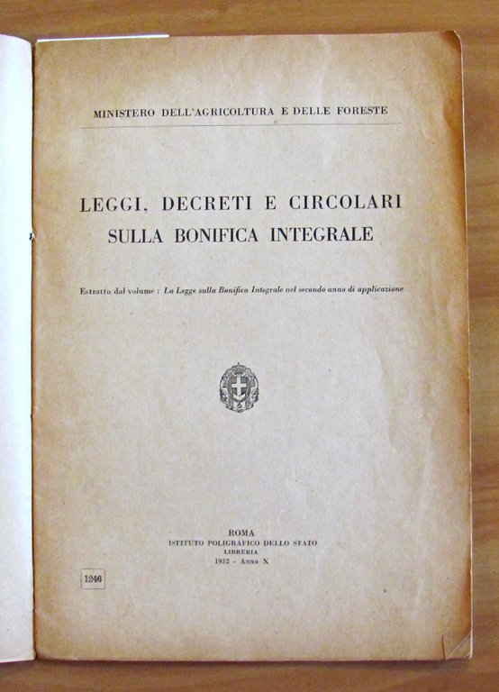 Leggi Decreti E Circolari Sulla Bonifica Integrale. Ministero Dell'Agricoltura E …