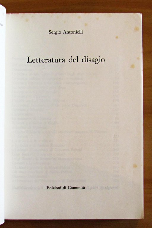 LETTERATURA DEL DISAGIO - Collana Saggi di Cultura Contemporanea