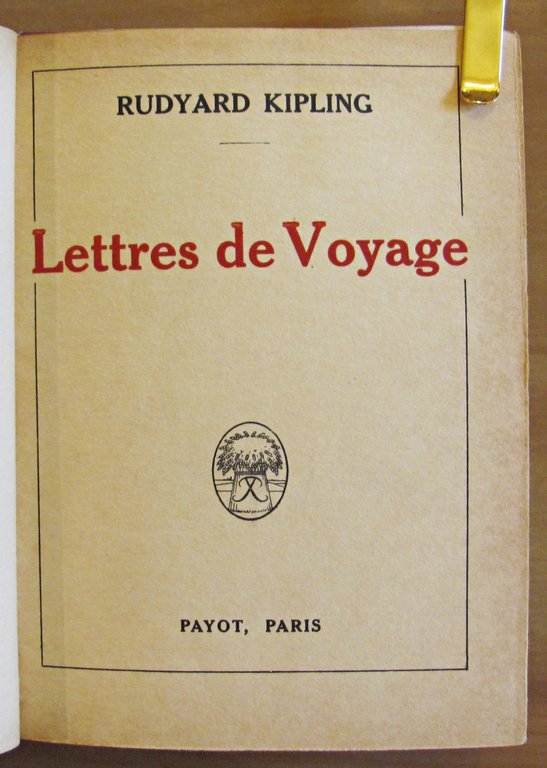 LETTRES DE VOYAGE, 1922