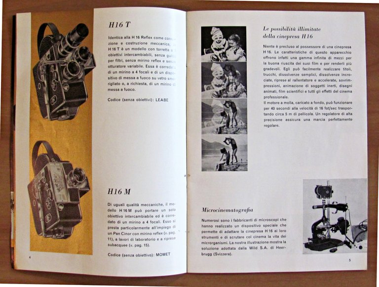 Libretto PAILLARD 16mm - Bolex in Italiano