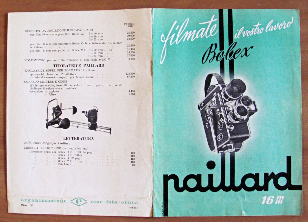 Listino Prezzi BOLEX PAILLARD - Marzo 1957