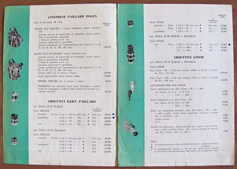 Listino Prezzi BOLEX PAILLARD - Marzo 1957