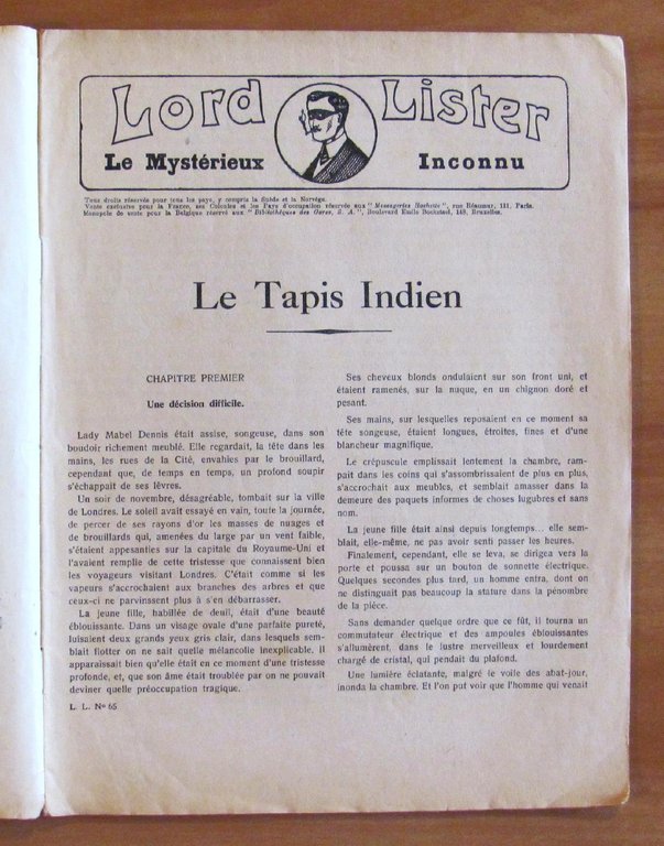 LORD LISTER dit RAFFLES Le Mysterieux Inconnu - N^65 Le …