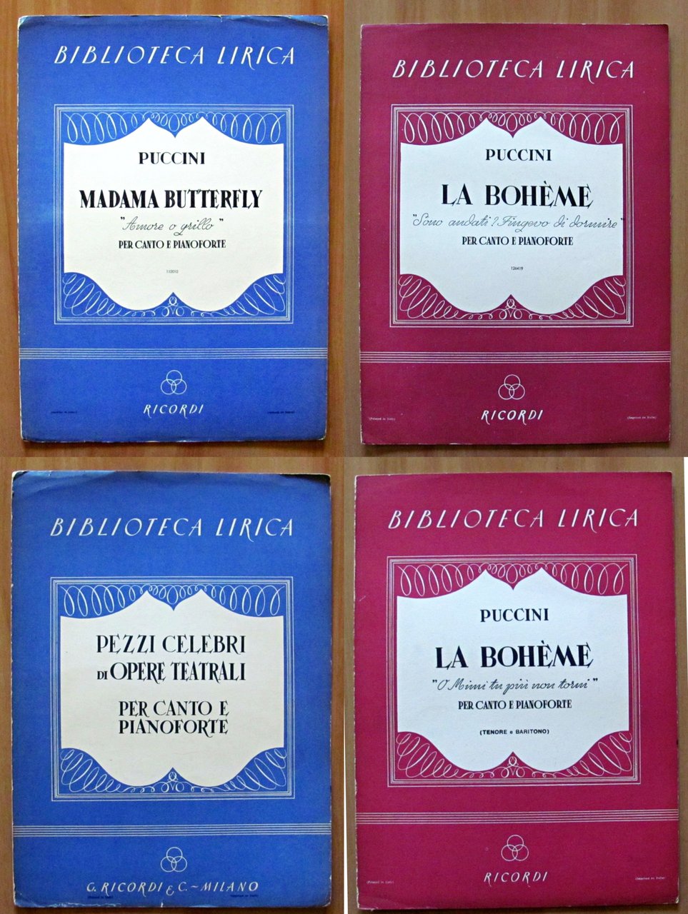LOTTO DI 4 SPARTITI DI PUCCINI PER CANTO E PIANOFORTE …