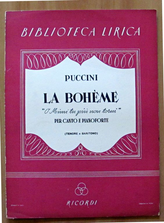 LOTTO DI 4 SPARTITI DI PUCCINI PER CANTO E PIANOFORTE …