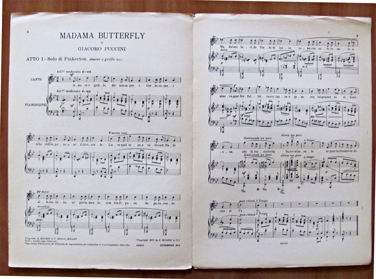 LOTTO DI 4 SPARTITI DI PUCCINI PER CANTO E PIANOFORTE …