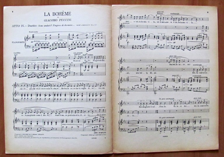 LOTTO DI 4 SPARTITI DI PUCCINI PER CANTO E PIANOFORTE …