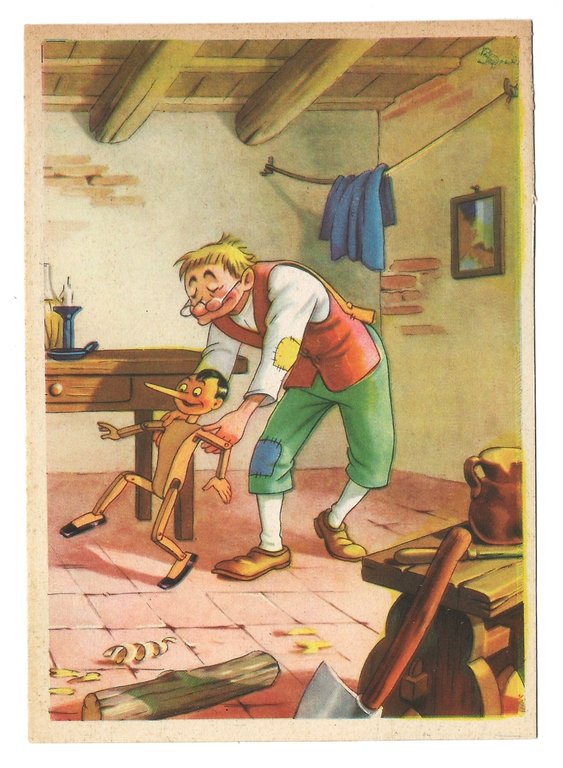Lotto di 6 Cartoline di PINOCCHIO di Collodi, 1942 - …