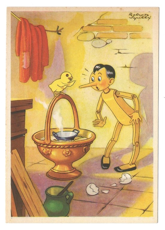 Lotto di 6 Cartoline di PINOCCHIO di Collodi, 1942 - …