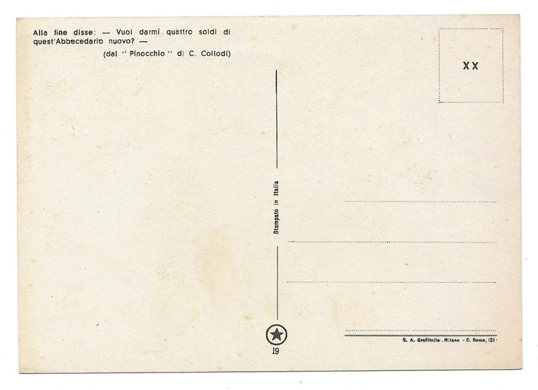 Lotto di 6 Cartoline di PINOCCHIO di Collodi, 1942 - …