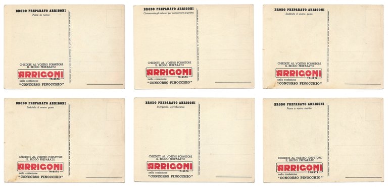 Lotto di 6 CONCORSO PINOCCHIO Pubblicitarie ARRIGONI 1954 - SGRILLI | Immagine Gallery 2