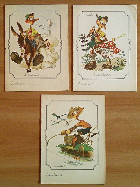 Lotto di 7 quaderni a righe e a quadretti PINOCCHIO, …