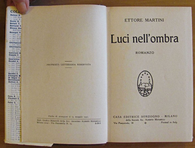 LUCI NELL'OMBRA - Collezione Sonzogno, 1930 | Immagine Gallery 3