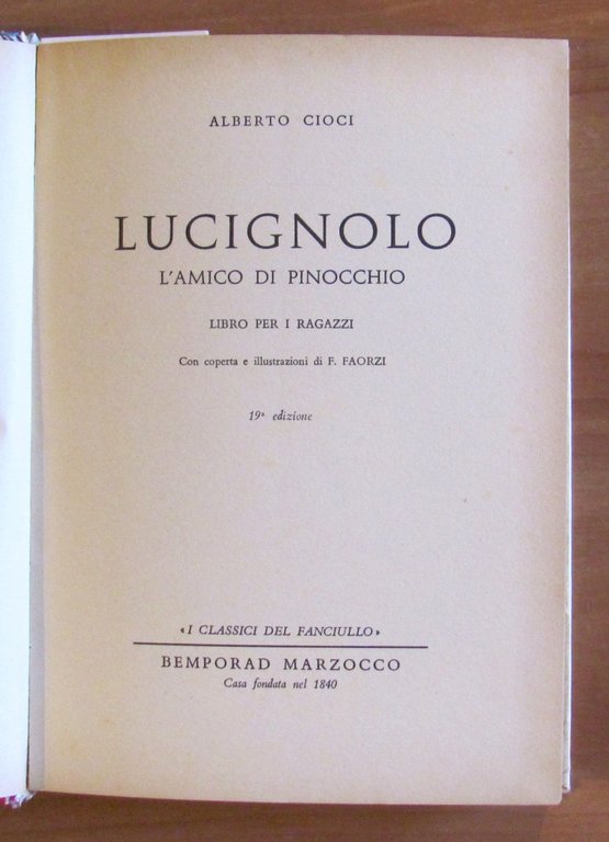 LUCIGNOLO L'amoco di Pinocchio, 1963 - ill. FAORZI | Immagine Gallery 2