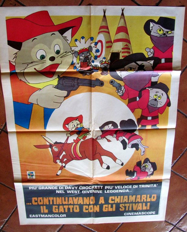 Manifesto CONTINUAVANO A CHIAMARLO IL GATTO CON GLI STIVALI, 1972 …