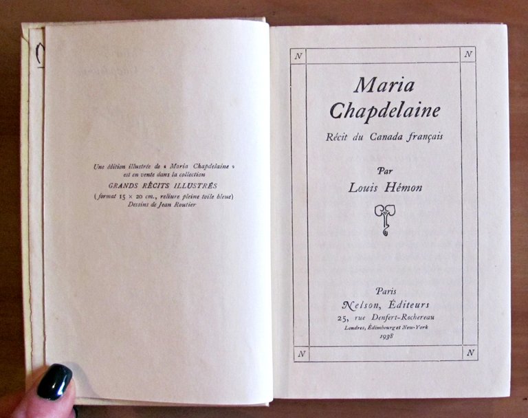 MARIA CAPDELAINE - RECIT DU CANADA FRANCAIS