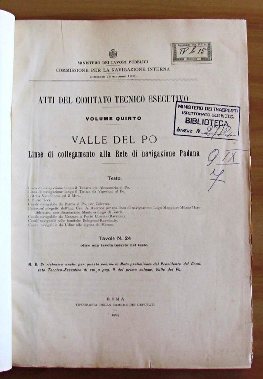 Ministero Lavori Pubblici Navigazione Interna VALLE DEL PO Testo e …