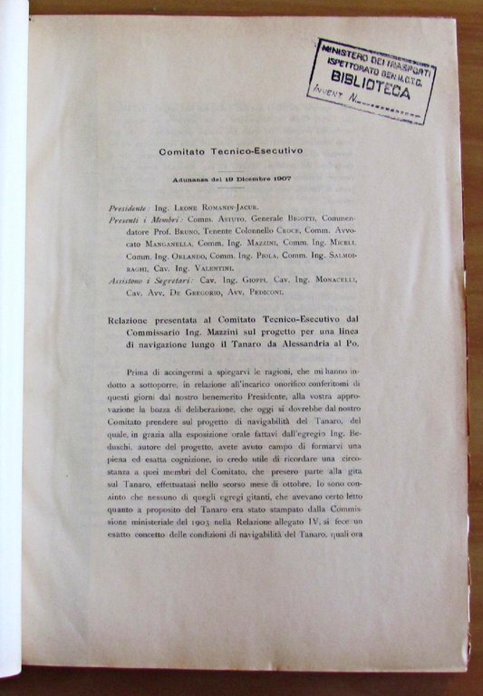 Ministero Lavori Pubblici Navigazione Interna VALLE DEL PO Testo e …