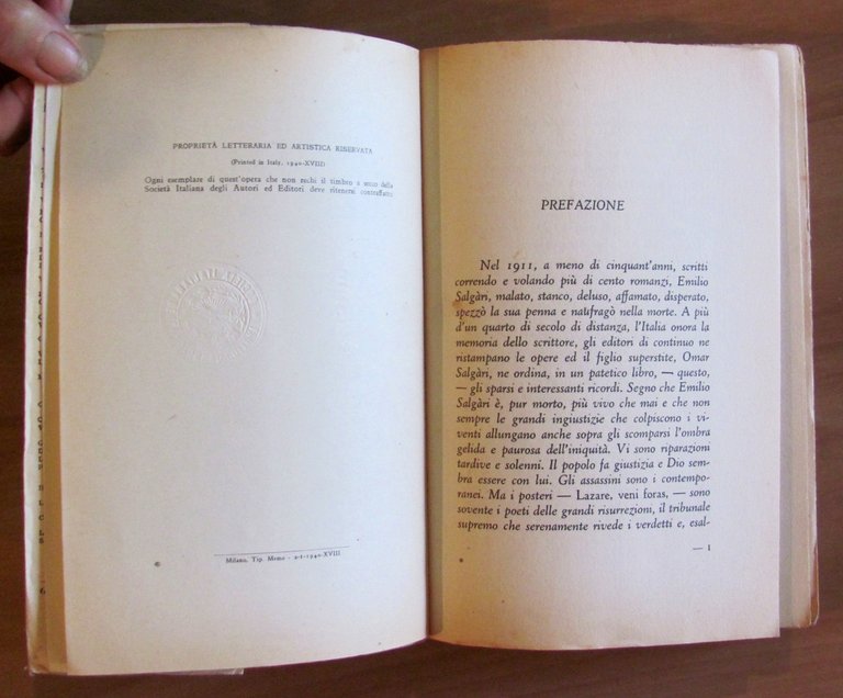 MIO PADRE EMILIO SALGARI, I ed. 1940 - Illustrato