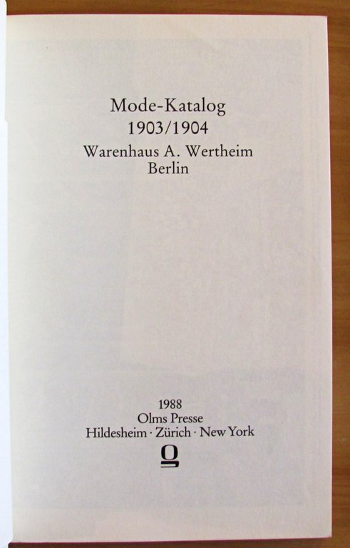 MODE-KATALOG - WARENHAUS A. WERTHEIM 1903-1904
