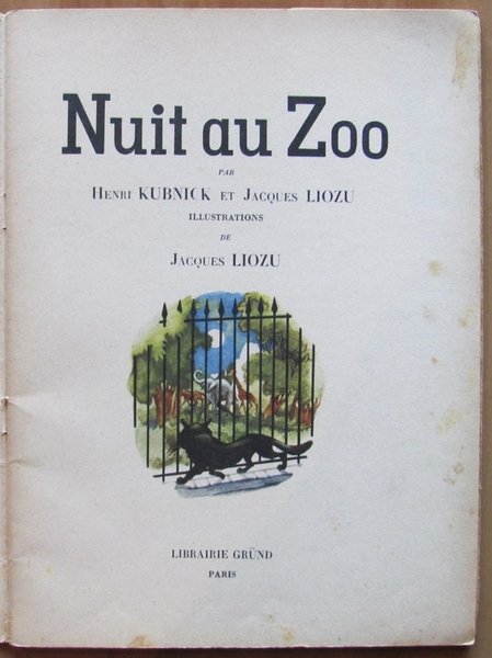 NUIT AU ZOO - Librairie Grund, 1938