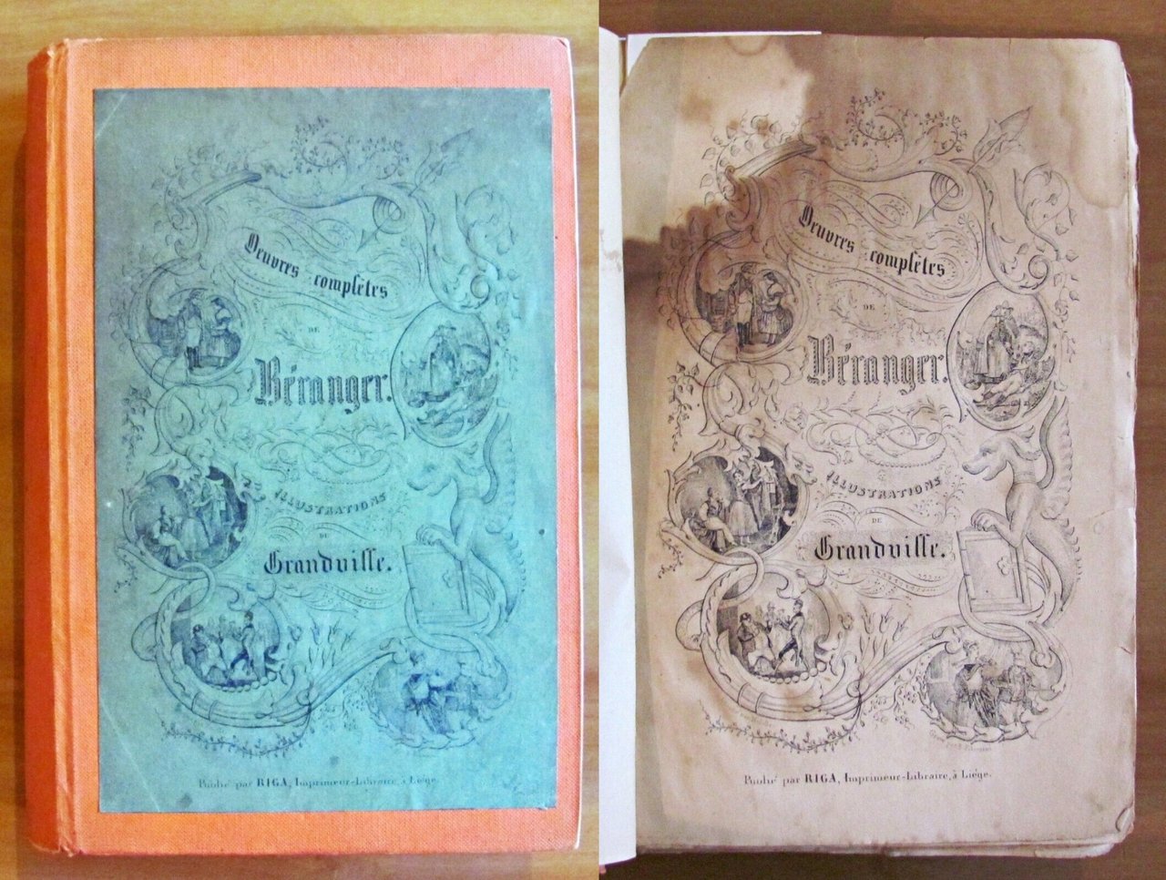 OEUVRES COMPLETES DE BERANGER, 1844 - illustrations de GRANDVILLE