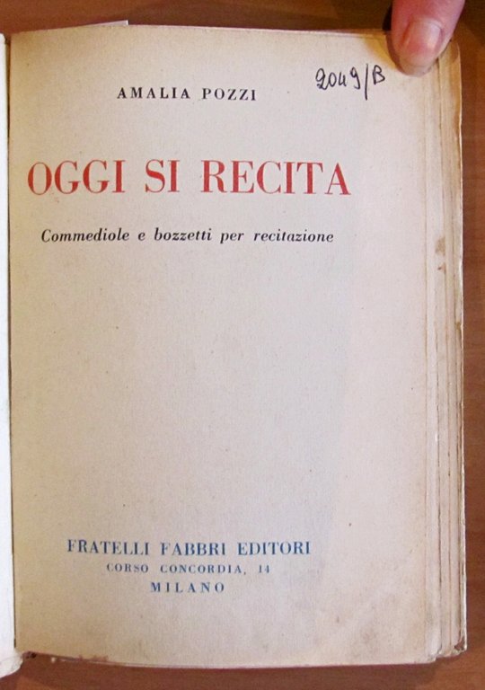 OGGI SI RECITA - Collana Bibioteche dei Fanciulli, anni '50