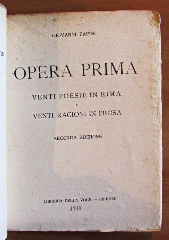 OPERA PRIMA - Venti poesie in rima e venti ragini …