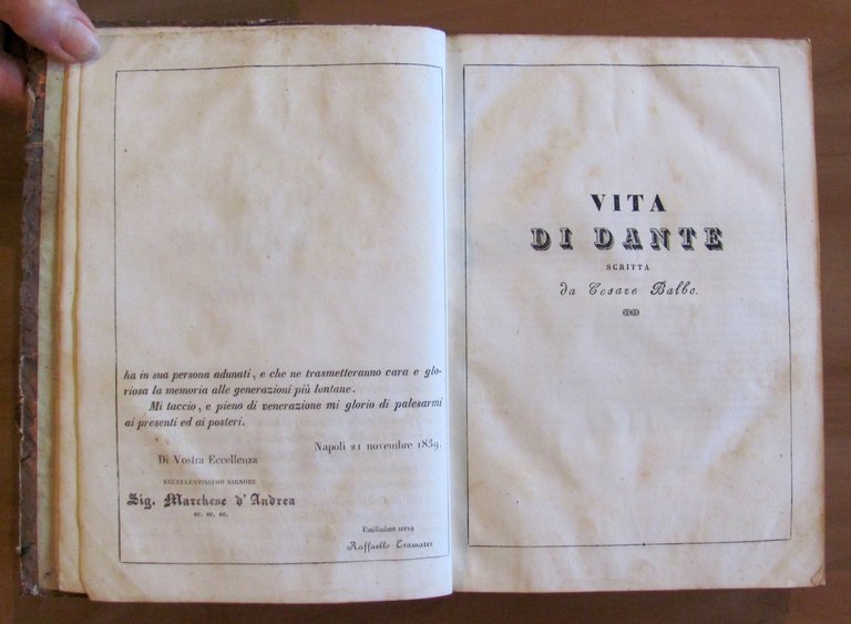 OPERE DI DANTE ALIGHIERI precedute dalla Vita di lui, 1839