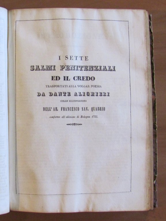 OPERE DI DANTE ALIGHIERI precedute dalla Vita di lui, 1839