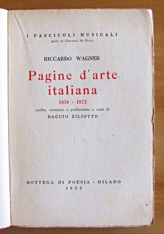 PAGINE D'ARTE ITALIANA 1834-1872 - Collana I FASCICOLI MUSICALI . …