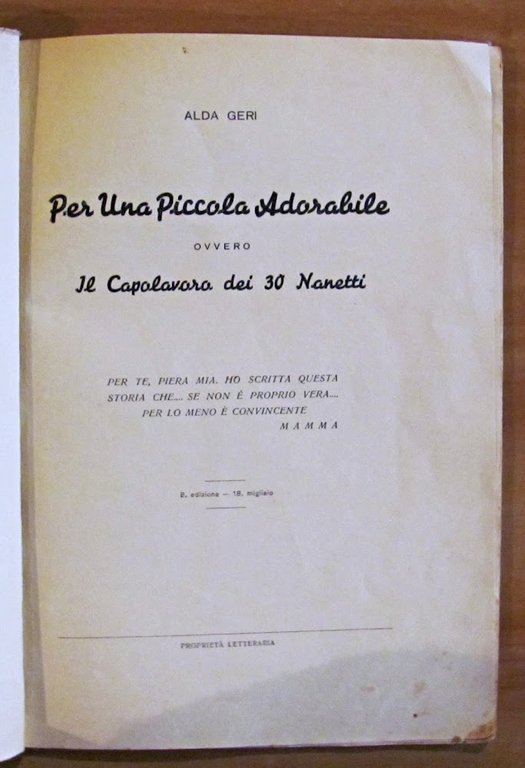 PER UNA PICCOLA ADORABILE, Ovvero Il capolavoro di 30 Nanetti
