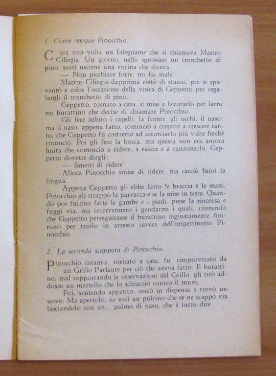 PINOCCHIO - Prescolastica Serie Piccola, anni '40 - ill. GALBIATI