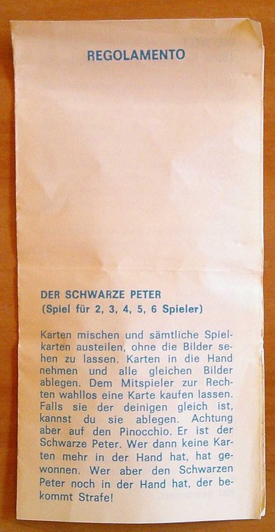 PINOCCHIO CHE RIDE O PEPATENCIA Carte da gioco in Scatola …