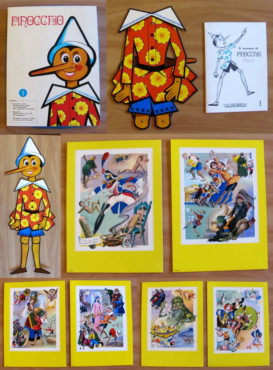 PINOCCHIO Collanarredo, anni '70 Scatola con 6 Tavole di Lemmi …