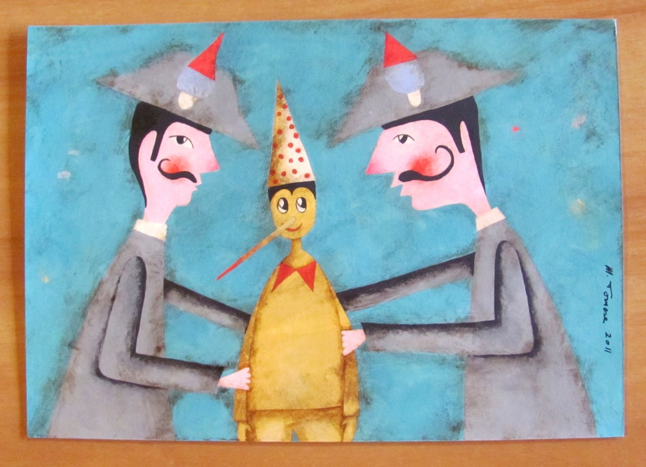 PINOCCHIO con i GENDARMI - Opera Originale Acrilico e China … | Immagine principale